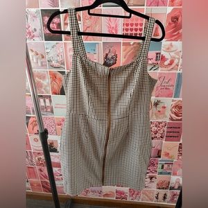 Brown Zipper Mini Dress